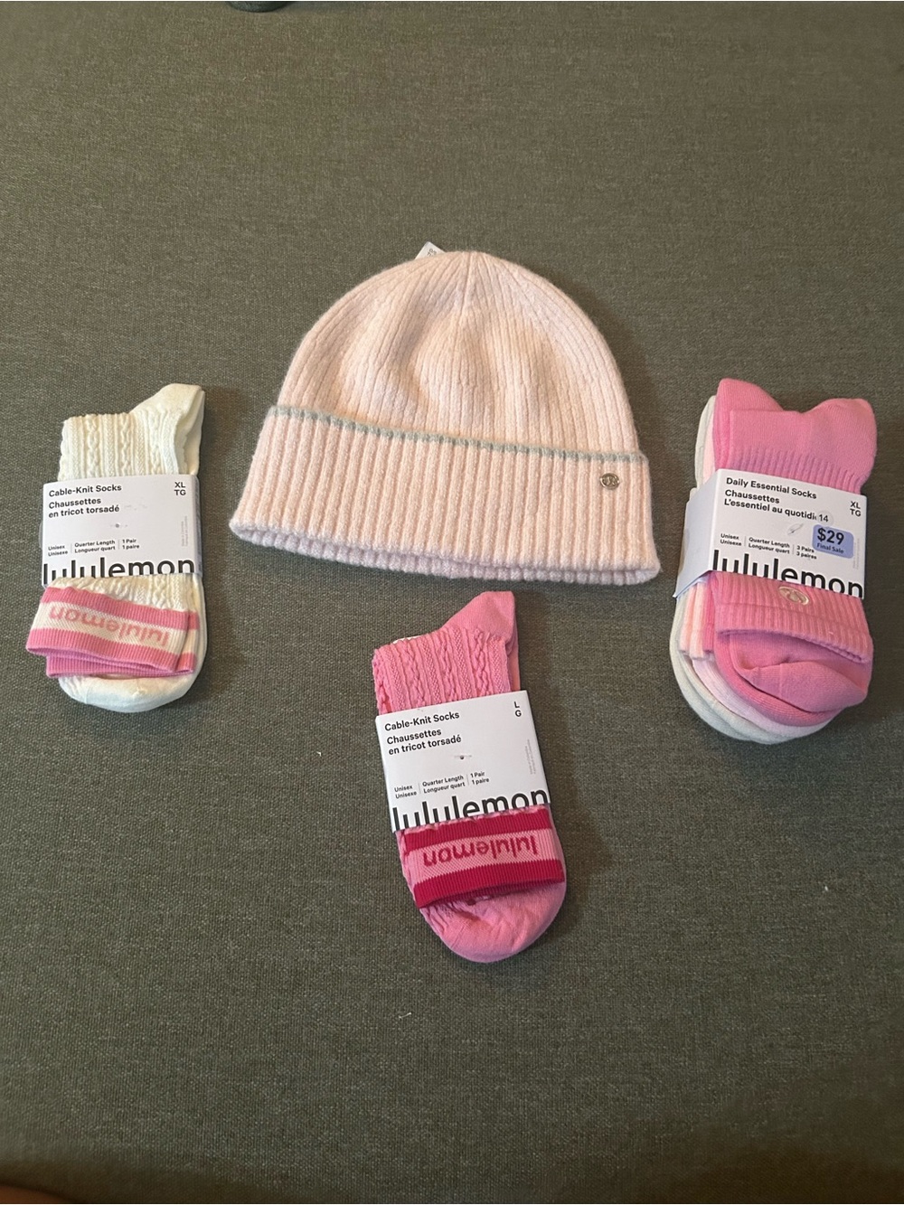 lululemon athletica Pink Beanie with Pink Socks Set